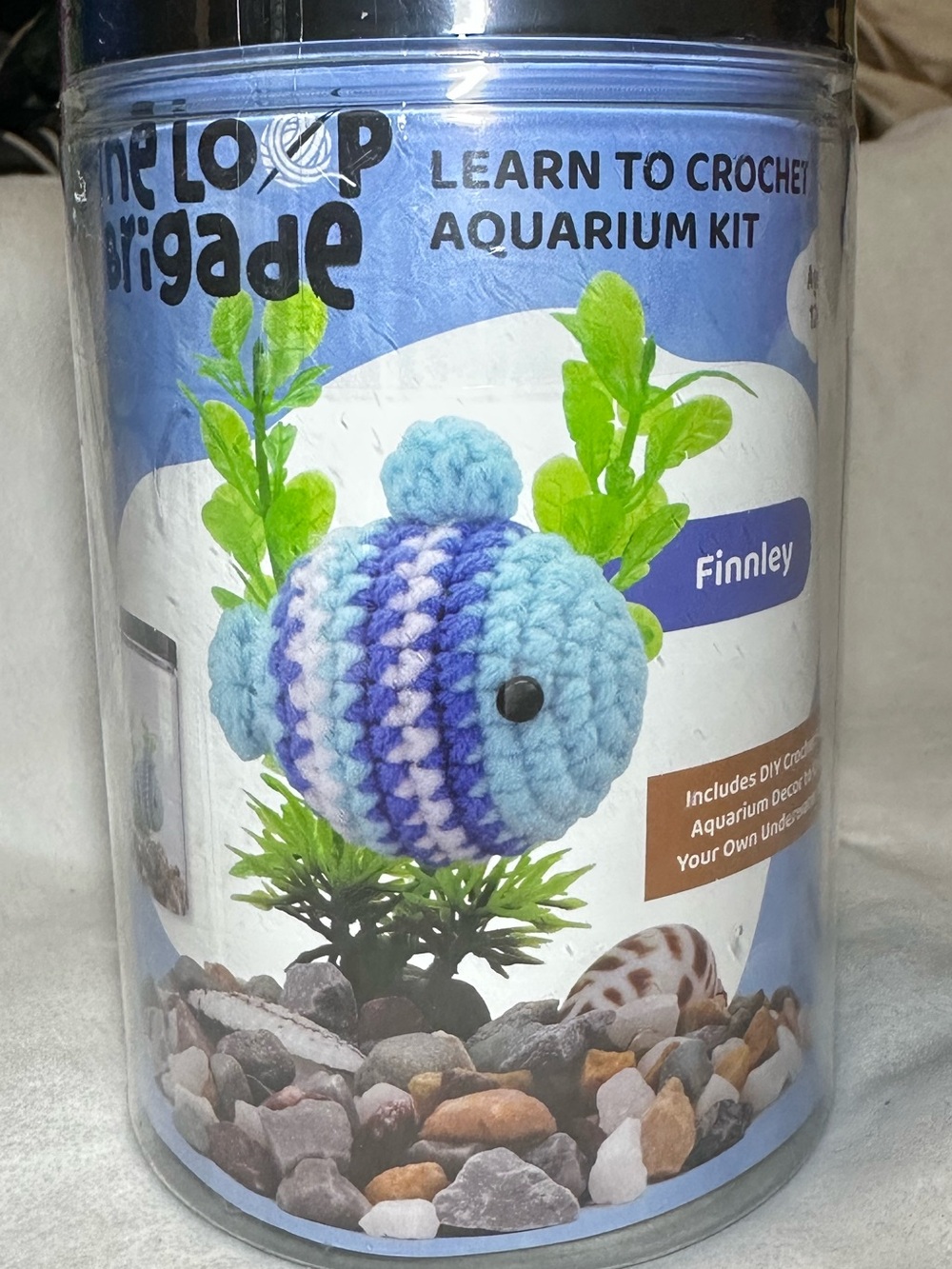 The Loop Brigade Learn to Crochet Aquarium Kit Finnley Blue Fish